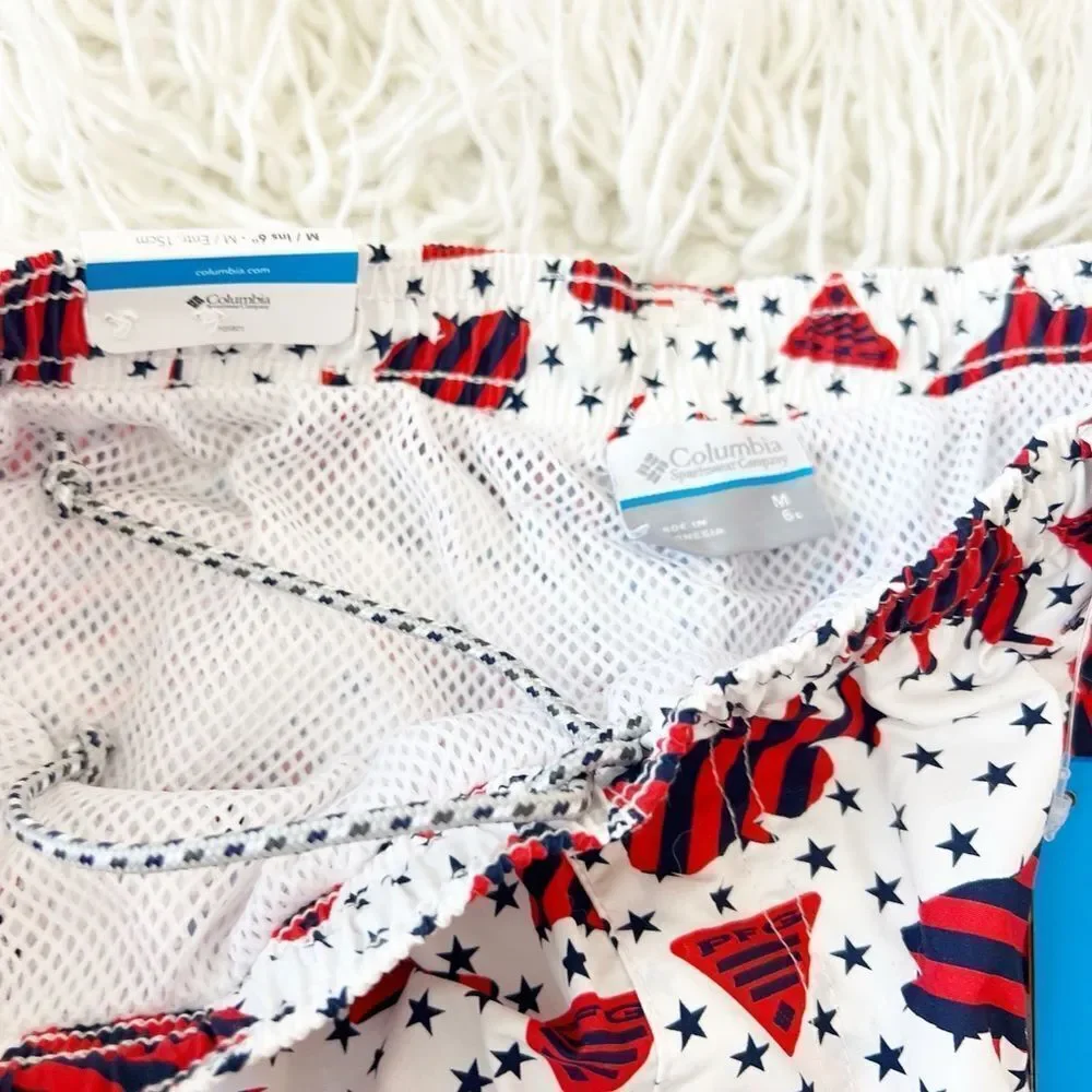 Columbia Red and Black Patterned Swim Shorts